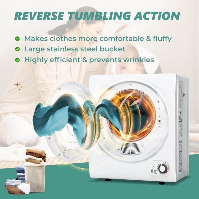 Alt view image 6 of 6 - Euhomy Portable Clothes Dryer for Laundry, 120V Electric Dryer