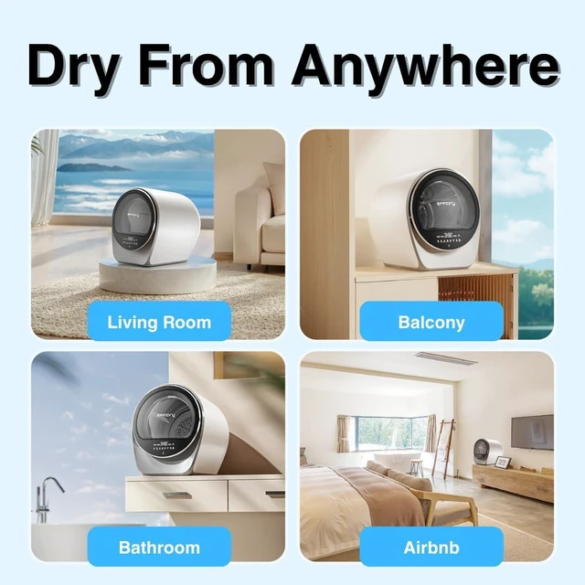 Alt view image 2 of 7 - S3 Compact Clothes Dryer 1.0 cu.ft 120V 1050W Portable Dryers Machine 8 Drying Mode for Small Spaces home,Apartments dorm rv Mini clothing drying electric secadora portatil de ropa