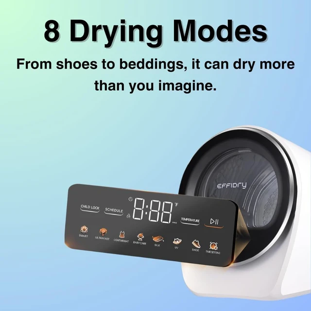 Alt view image 7 of 7 - S3 Compact Clothes Dryer 1.0 cu.ft 120V 1050W Portable Dryers Machine 8 Drying Mode for Small Spaces home,Apartments dorm rv Mini clothing drying electric secadora portatil de ropa