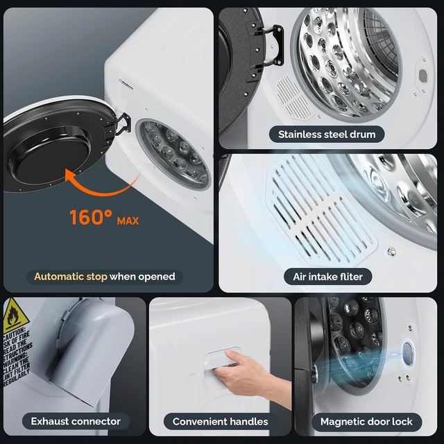 Alt view image 5 of 7 - ROVSUN 1.7 Cu.Ft Portable Dryer for Laundry, Tumble Clothes Dryer