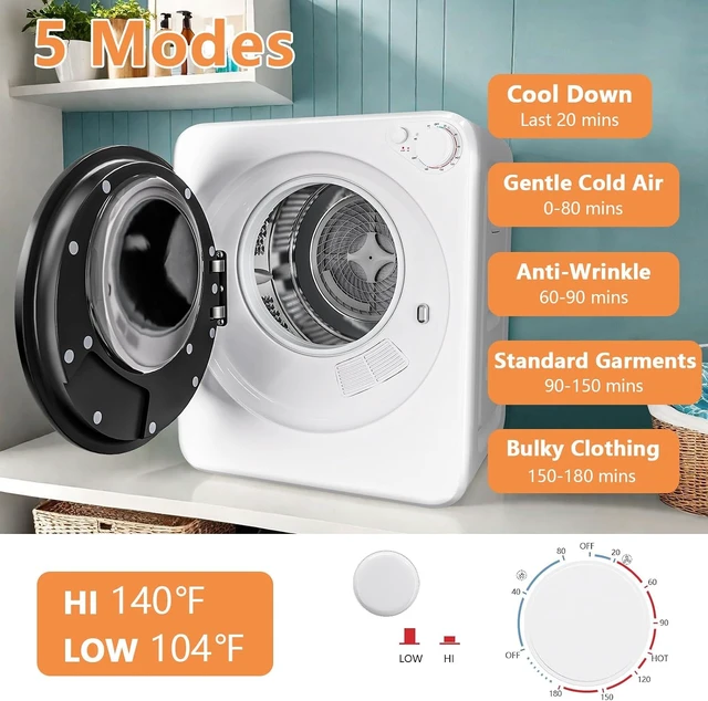 Alt view image 6 of 7 - DOGHLY 120V Portable Electric Clothes Dryer, 1.8 cu.ft Stainless Steel