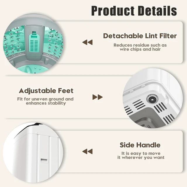 Alt view image 4 of 7 - Auertech 28 lbs Portable Washing Machine, Fully Automatic Portable Washer