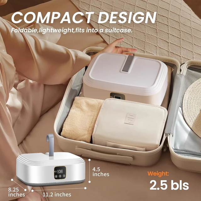 Alt view image 3 of 7 - Portable Clothes Dryer, Mini Dryers for Laundry, Small Foldable Electric Compact Drying Machine for Travel,RV, Home and Apartment, with Remote Control and Dry Bag