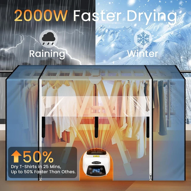 Alt view image 5 of 7 - Portable Clothes Dryer with 2000W Quick Drying Machine