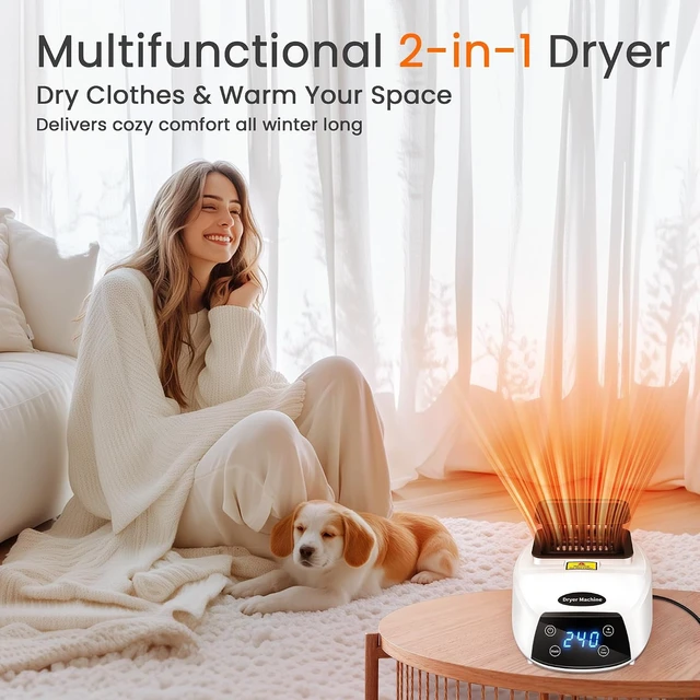 Alt view image 7 of 7 - Portable Clothes Dryer with 2000W Quick Drying Machine