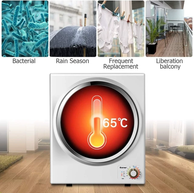 Alt view image 6 of 7 - COSTWAY 1.5 cu. ft Electric Tumble Dryer, Portable Dryer w/ 4 Automatic Drying Modes, Compact Clothes Dryer w/ Stainless Steel Tub & Easy Control Panel, Apply for Apartments, Dorm, RVs, Sliver