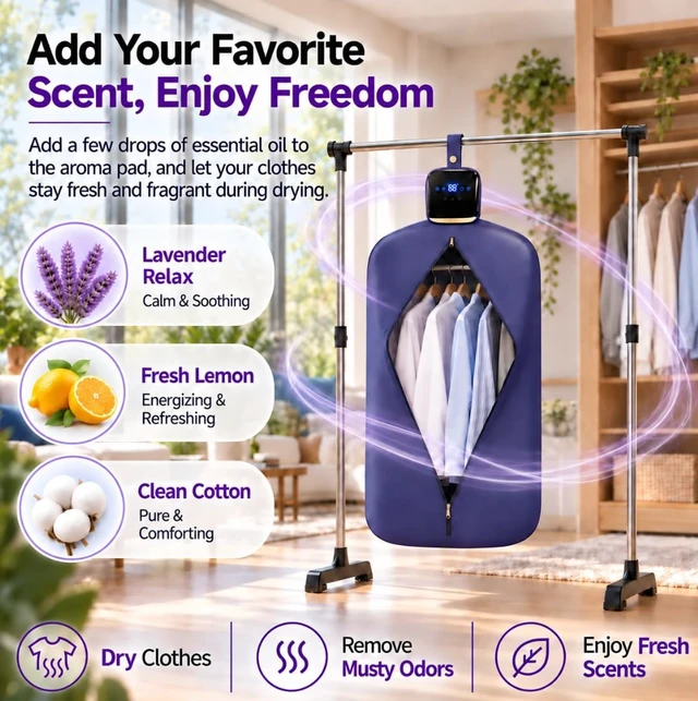 Alt view image 2 of 7 - Portable Clothes Dryer, Mini Electric Travel Dryer for Apartments