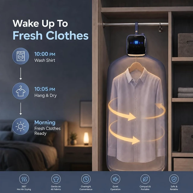 Alt view image 4 of 7 - Portable Clothes Dryer, Mini Electric Travel Dryer for Apartments