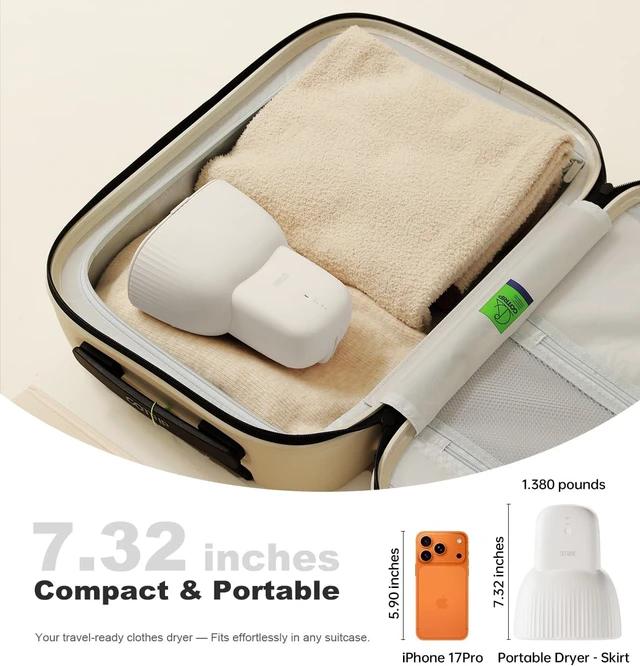 Alt view image 2 of 7 - Sothing Portable Clothes Dryer, Travel Clothes Dryer, Quiet 48dB Mini Dryer for Clothes with 3 Timer Settings (4H/8H/12H), 140°F Constant Temperature, 120V, for Home, Apartment & Travel