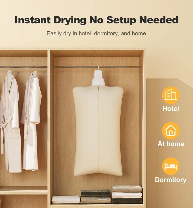 Alt view image 5 of 7 - Sothing Portable Clothes Dryer, Travel Clothes Dryer, Quiet 48dB Mini Dryer for Clothes with 3 Timer Settings (4H/8H/12H), 140°F Constant Temperature, 120V, for Home, Apartment & Travel