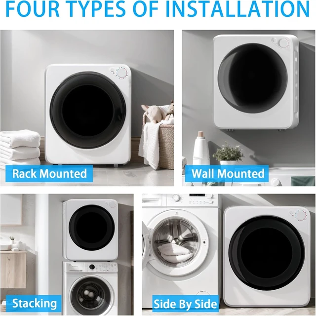 Alt view image 7 of 7 - Erivess 1.8 cu.ft Portable Clothes Dryer with 5 Modes, 800W Compact Dryer with Stainless Steel Tub, Auto Stop & Easy Control Small Dryer Machine, Ideal for Laundry, Apartments, Dorms, RVs, White