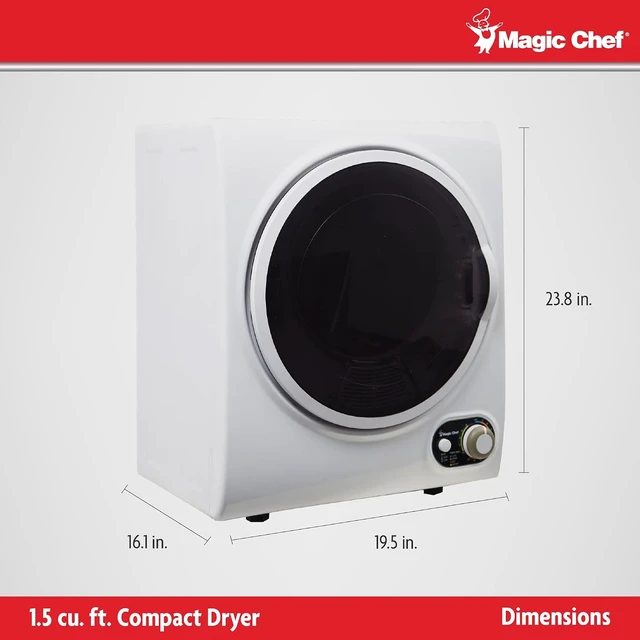 Alt view image 2 of 4 - Magic Chef Compact Electric White MCSDRY15W 1.5 cu. ft. Laundry Dryer