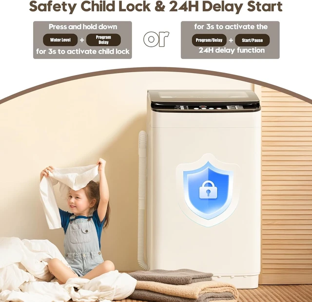 Alt view image 4 of 7 - Auertech Portable Washer and Dryer Combo Set, 28 lbs Fully Automatic Washing Machine with Stainless Steel Inner Tub, 2.6 Cu.Ft Portable Dryers, Compact Washer and Dryer for Apartment, RV, Dorm