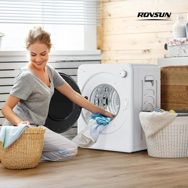 Alt view image 7 of 7 - ROVSUN 1.7 Cu.Ft Portable Clothes Dryer, Front Load Dryer for Laundry with Magnetic Door Lock, Compact Electric Dryer with Stainless Steel Tub for Apartment, Home, 120V (Classic Knob Control)