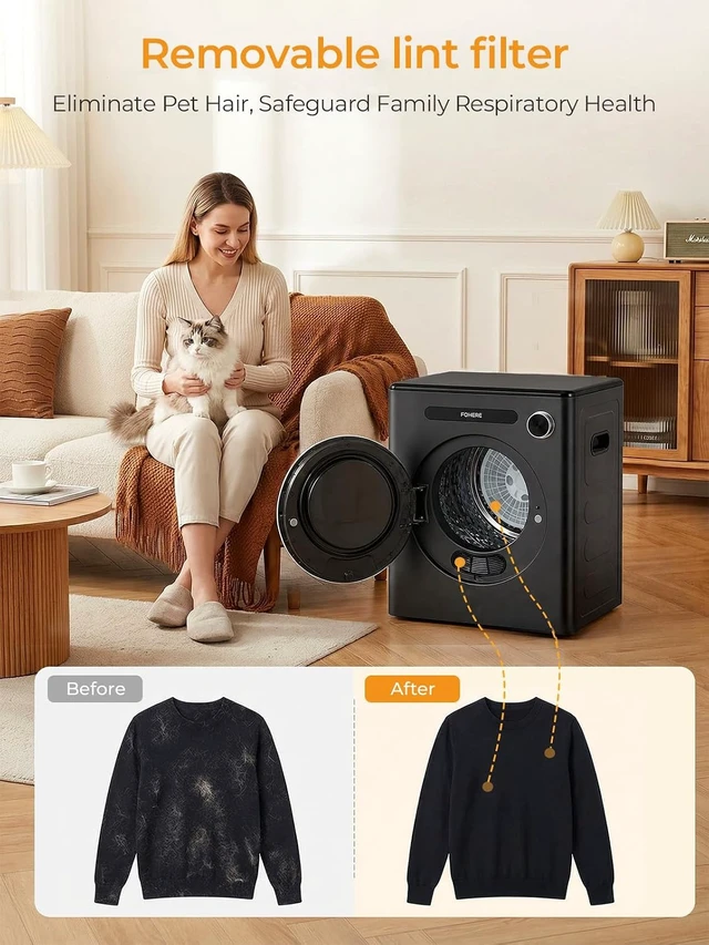 Alt view image 3 of 7 - Clothes Dryer, 1.6 cu.ft Portable Compact Dryer, 1200W Smart Dryer
