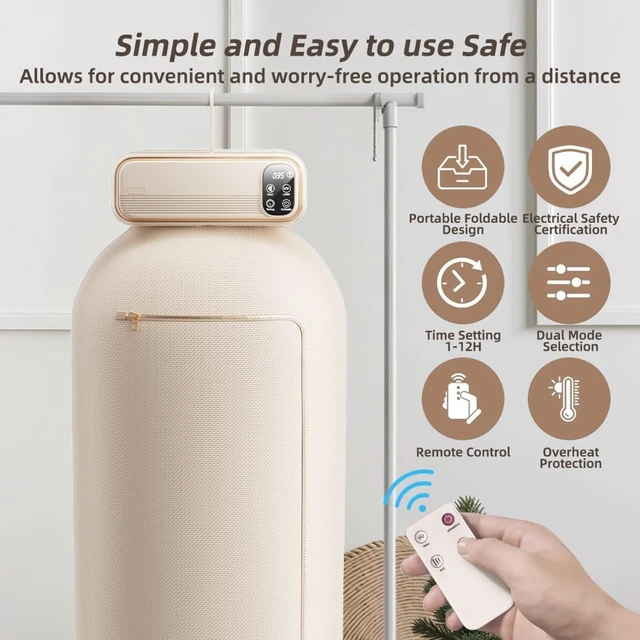 Alt view image 2 of 7 - Portable Clothes Dryer, Mini Laundry Dryers with Remote Control, Portable Dryer for Apartments, RVs, Hotels, Small Spaces, Great for drying underwear, socks, swimwear for travel, no wrinkles
