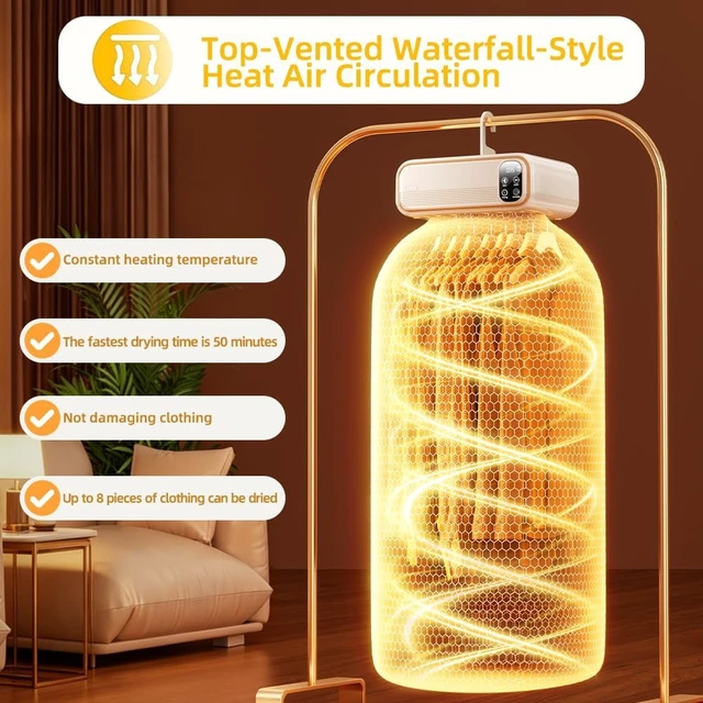Alt view image 3 of 7 - Portable Clothes Dryer, Mini Laundry Dryers with Remote Control, Portable Dryer for Apartments, RVs, Hotels, Small Spaces, Great for drying underwear, socks, swimwear for travel, no wrinkles
