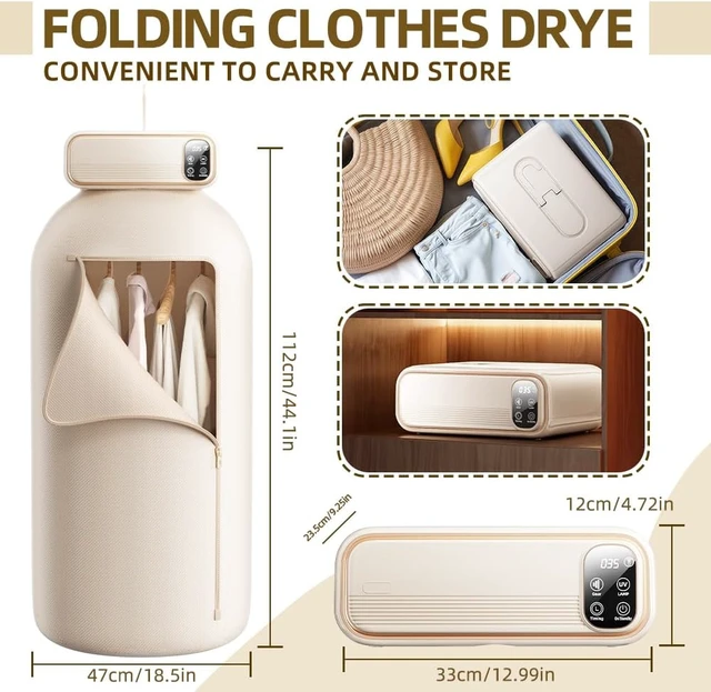 Alt view image 4 of 7 - Portable Clothes Dryer, Mini Laundry Dryers with Remote Control, Portable Dryer for Apartments, RVs, Hotels, Small Spaces, Great for drying underwear, socks, swimwear for travel, no wrinkles