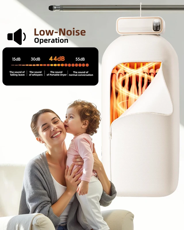 Alt view image 7 of 7 - Portable Clothes Dryer, Mini Laundry Dryers with Remote Control, Portable Dryer for Apartments, RVs, Hotels, Small Spaces, Great for drying underwear, socks, swimwear for travel, no wrinkles