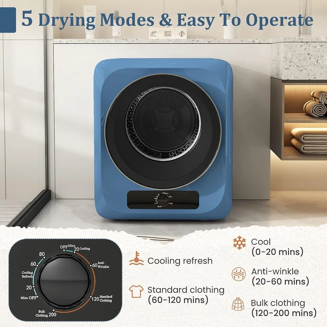 Alt view image 6 of 7 - Auertech Portable Washer and Dryer Combo, 20 Lbs Twin Tub Washing Machine, 1.5 Cu.Ft Compact Clothes Dryer, Portable Washing Machine and Dryer Set for Laundry, Apartment, RV, Dorm, Blue