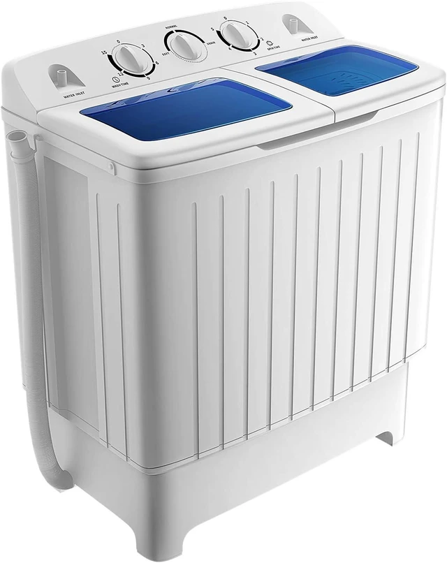 Alt view image 2 of 7 - Giantex Portable Washing Machine, 20lbs Capacity, Twin Tub 2lbs Washer & 8lbs Spinner Combo, Compact for Apartment RV Dorms, Blue & White, GT24267-PE