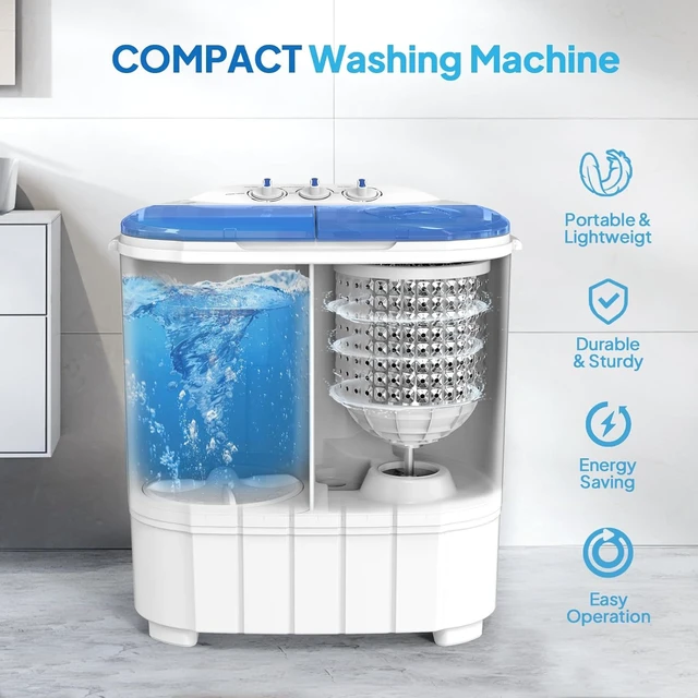 Alt view image 2 of 7 - ROVSUN 11LBS Portable Washing Machine, Electric Washer and Dryer Combo with Washer(7lbs) & Spiner(4lbs) & Gravity Draining for Home RV Camping Dorm College Apartment