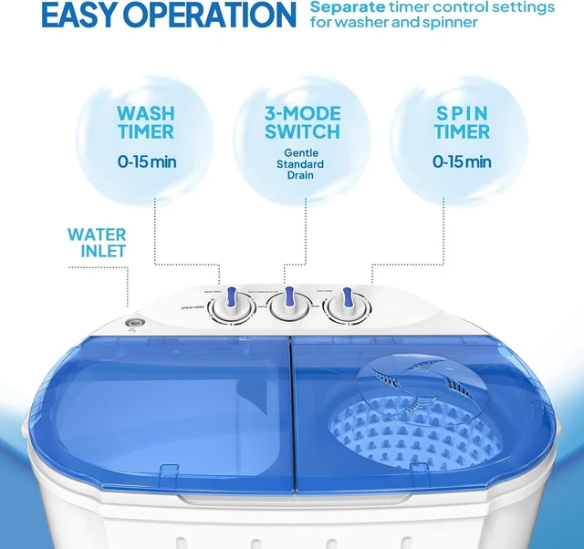 Alt view image 3 of 7 - ROVSUN 11LBS Portable Washing Machine, Electric Washer and Dryer Combo with Washer(7lbs) & Spiner(4lbs) & Gravity Draining for Home RV Camping Dorm College Apartment
