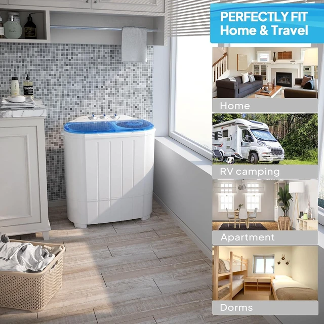 Alt view image 7 of 7 - ROVSUN 11LBS Portable Washing Machine, Electric Washer and Dryer Combo with Washer(7lbs) & Spiner(4lbs) & Gravity Draining for Home RV Camping Dorm College Apartment