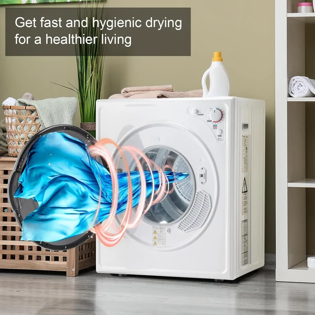 Alt view image 3 of 7 - ROVSUN 9LBS -1400W Portable Clothes Dryer with Easy Control Knob, White