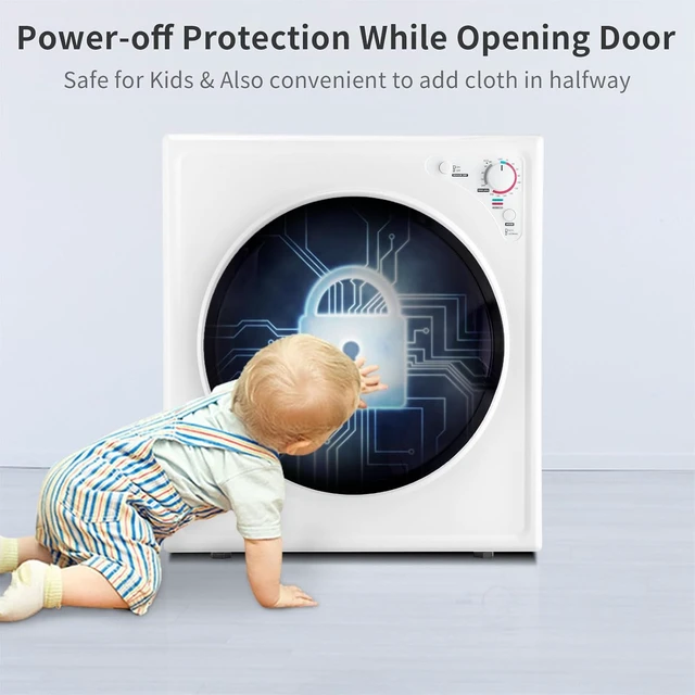 Alt view image 4 of 7 - ROVSUN 9LBS -1400W Portable Clothes Dryer with Easy Control Knob, White
