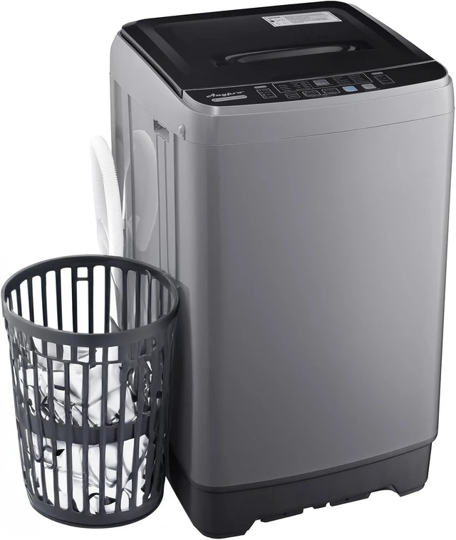 Main image of Anypro 17.8LBS Portable Washing Machine, Full Automatic Clothes Washer and Spinner Combo with 10 Programs & 8 Water Levels, Laundry Wash Spin Dryer for Apartment RV Dorm Home, Grey