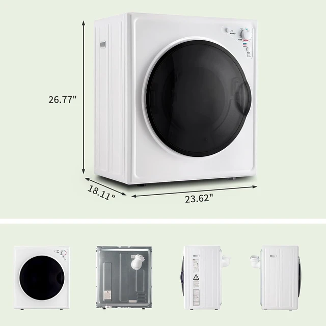 Alt view image 6 of 7 - ROVSUN 9LBS -1400W Portable Clothes Dryer with Easy Control Knob, White
