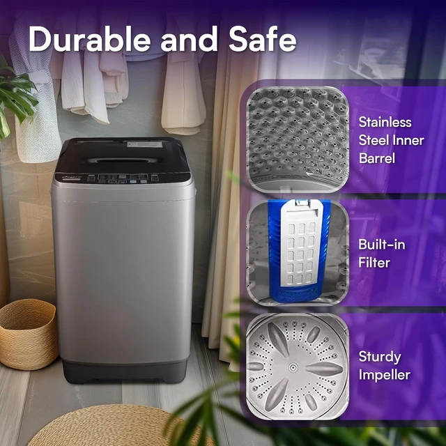 Alt view image 3 of 7 - Anypro 17.8LBS Portable Washing Machine, Full Automatic Clothes Washer and Spinner Combo with 10 Programs & 8 Water Levels, Laundry Wash Spin Dryer for Apartment RV Dorm Home, Grey