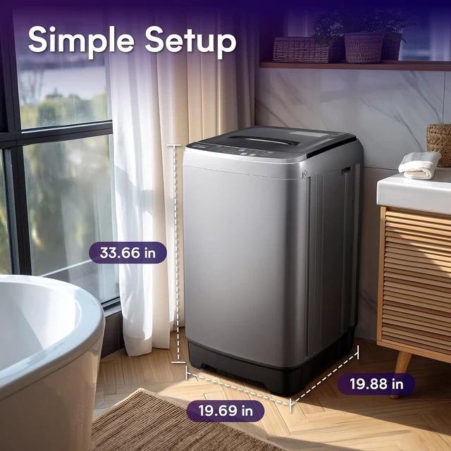 Alt view image 7 of 7 - Anypro 17.8LBS Portable Washing Machine, Full Automatic Clothes Washer and Spinner Combo with 10 Programs & 8 Water Levels, Laundry Wash Spin Dryer for Apartment RV Dorm Home, Grey