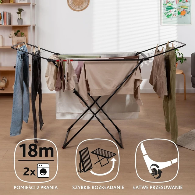 Alt view image 3 of 7 - Vileda Washing Dryer, Drying Surface 18m, Black, Universal Ultimate