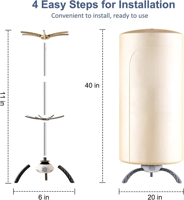Alt view image 5 of 6 - Portable Clothes Dryer, 900W Fast Drying & Large Load Capacity Beige