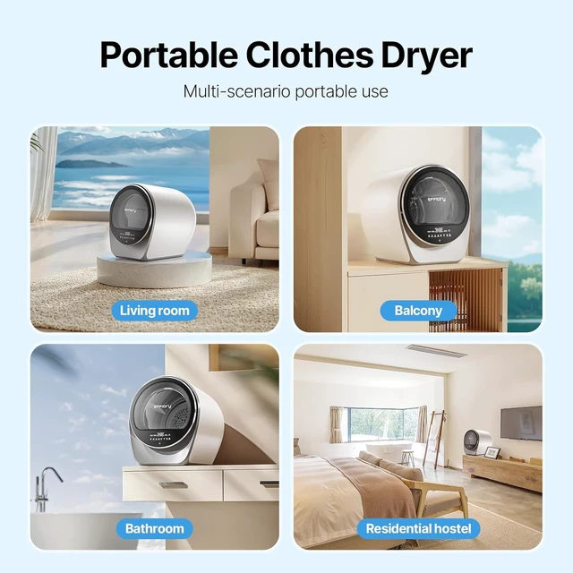 Alt view image 5 of 7 - S3 Compact Clothes Dryer 1.0 cu.ft Capacity 110V 1050W Portable Dryers Machine with Stainless Steel Drum 8 Drying Mode for Small Spaces,Apartments dorm Mini electric secadora portatil de ropa