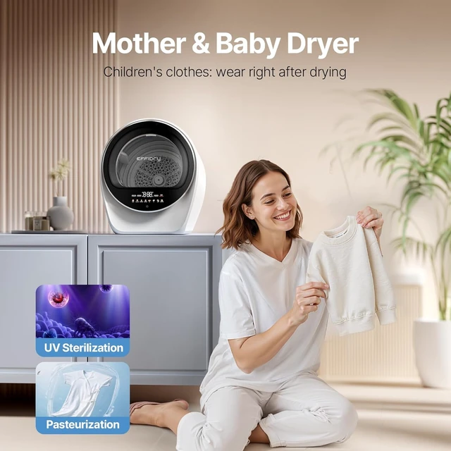 Alt view image 6 of 7 - S3 Compact Clothes Dryer 1.0 cu.ft Capacity 110V 1050W Portable Dryers Machine with Stainless Steel Drum 8 Drying Mode for Small Spaces,Apartments dorm Mini electric secadora portatil de ropa