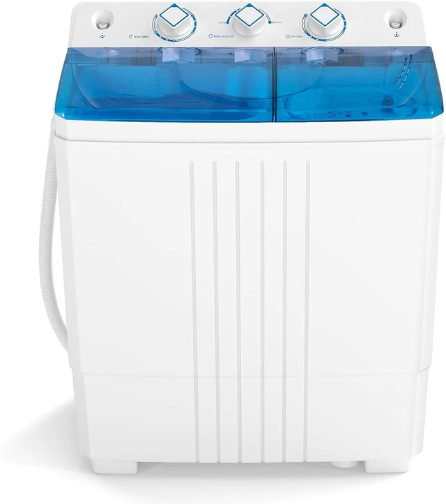 Main image of COSTWAY Portable Washing Machine, Twin Tub 20Lbs Capacity, Compact Laundry Washer(12Lbs) and Spinner(8Lbs), Durable Design for Apartment Dorm RV, Blue+White