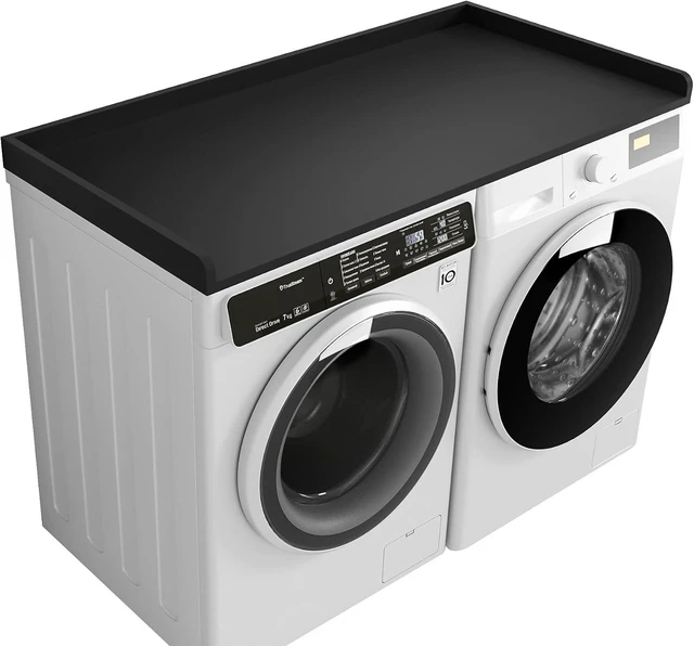 Main image of Kaboon Washer Dryer Countertop Only, Melamine Countertop with Edge Rails - 27.5" Depth x 54" Width Laundry Room Organization, Black