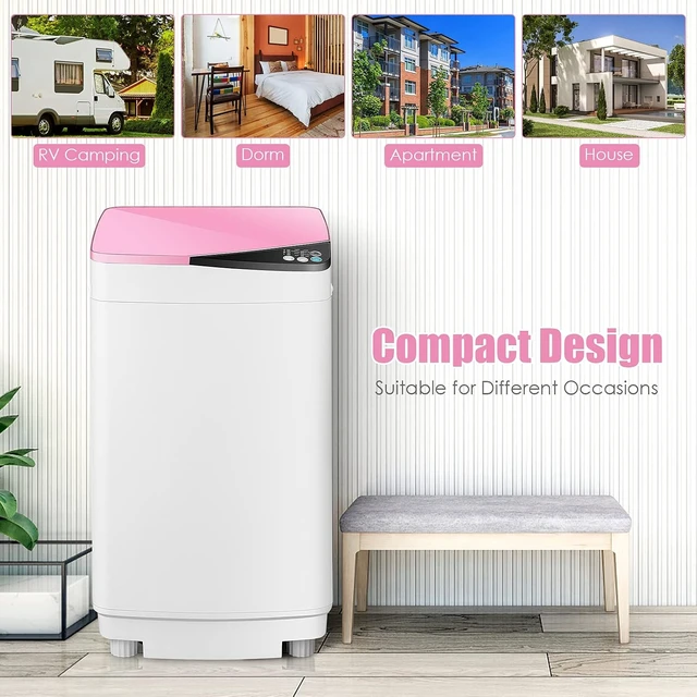 Alt view image 5 of 7 - Casart Washing Machine Portable Washer W/ 7.7 Lbs Weight Capacity Washer and Dryer Full Automatic Washing Machine (Pink&White)