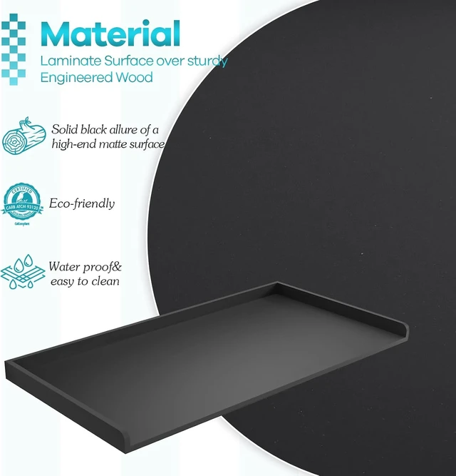 Alt view image 6 of 7 - Kaboon Washer Dryer Countertop Only, Melamine Countertop with Edge Rails - 27.5" Depth x 54" Width Laundry Room Organization, Black