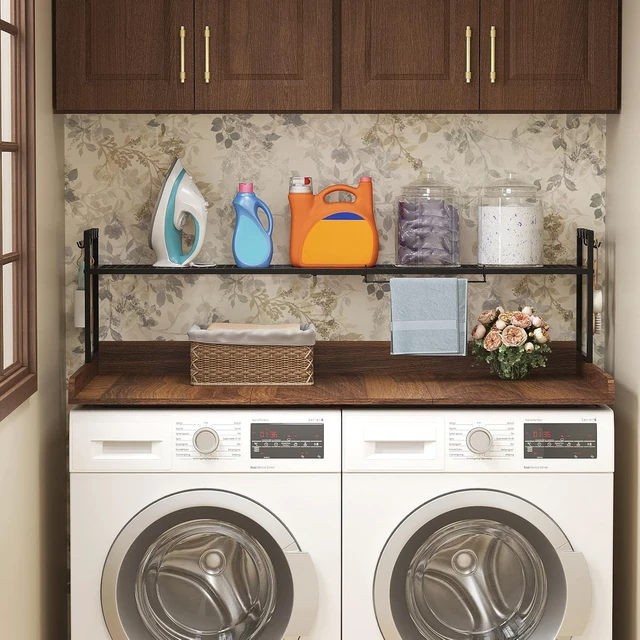 Alt view image 7 of 7 - Lifewit Washer Dryer Adjustable Countertop with Shelf,Walnut, 54''x 27.5''