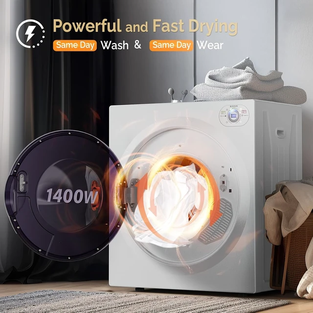 Alt view image 4 of 7 - ROVSUN 25LBS Full Automatic Washing Machine and 2.6CuFt Portable Clothes Dryer Set, Electric Laundry Washer and Dryer Combo Set with Stainless Steel Inner Tub, for Apartment, Dorms, Home
