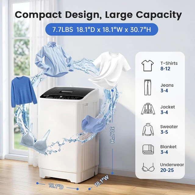 Alt view image 2 of 7 - BANGSON 1.08 Cu.Ft Portable Washing Machine for Apartments, White