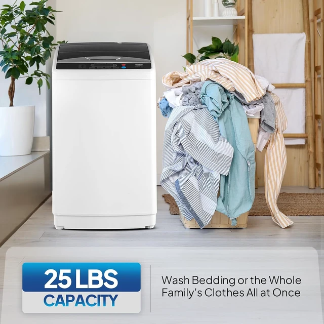 Alt view image 2 of 7 - ROVSUN 25LBS Portable Washing Machine, Full-Automatic Electric Laundry Machine with Stainless Steel Drum, Compact Washer and Spin Dryer Combo with Drain Pump for Home, Apartment