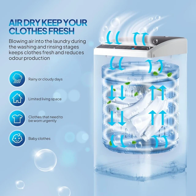 Alt view image 5 of 7 - ROVSUN 25LBS Portable Washing Machine, Full-Automatic Electric Laundry Machine with Stainless Steel Drum, Compact Washer and Spin Dryer Combo with Drain Pump for Home, Apartment