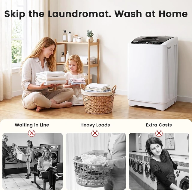 Alt view image 5 of 7 - BANGSON 1.31 Cu.Ft Portable Washing Machine, Compact Washer 8 Programs
