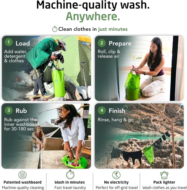 Alt view image 4 of 7 - Scrubba Wash Bag Patented Washboard-in-a-Bag 5 oz Travel Clothes Washer