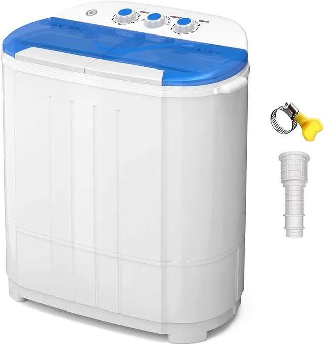Main image of VCJ Portable Washing Machine, Twin Tub Washing Machine Laundry Compact Washer spinner Combo with 14lbs capacity, 9Lbs Washer and 5Lbs Spinner dryer for Apartments RVs and Dorms